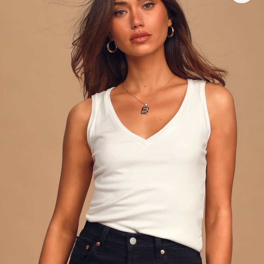 Lulu’s It’s Essential White Ribbed Tank Top